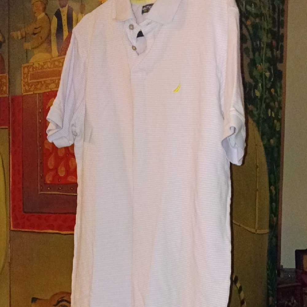 Last Chance Nautica Men's Polo Shirt in White with Yellow Logo
